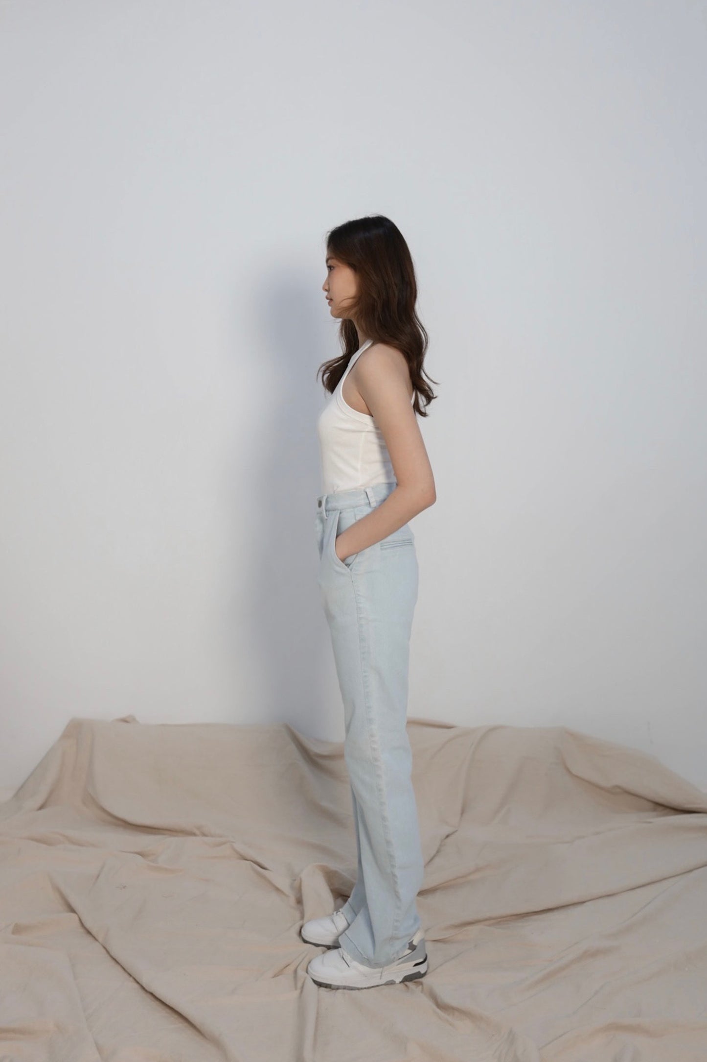 JAN SLIT PALAZO DENIM PANTS